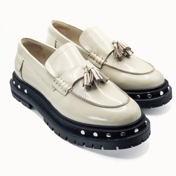 Free People Women’s Teagan Loafers Light Academia Minimalist Cream Platform 9.5 - Picture 1 of 14